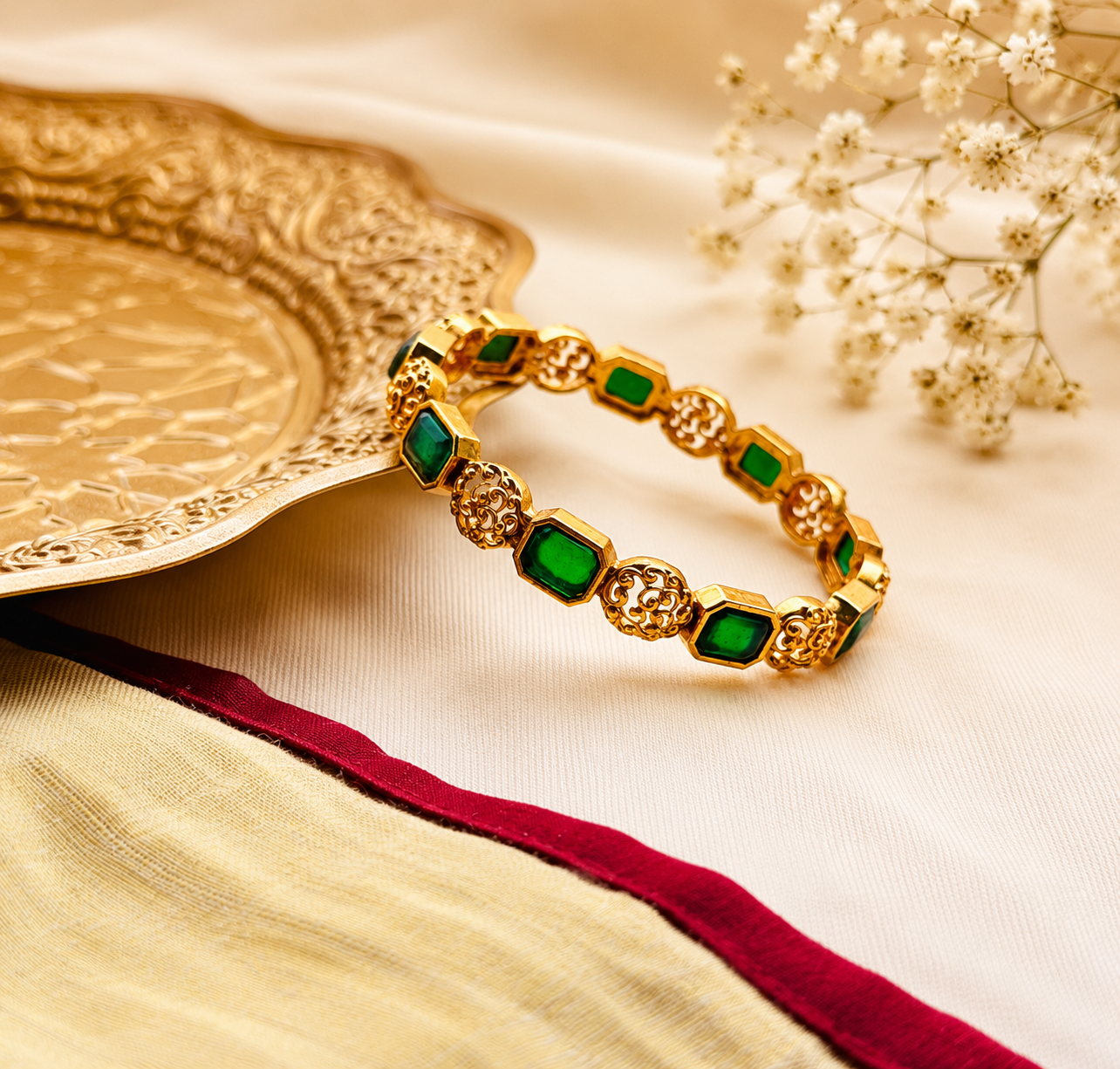 Green Emerald Stone Bangle