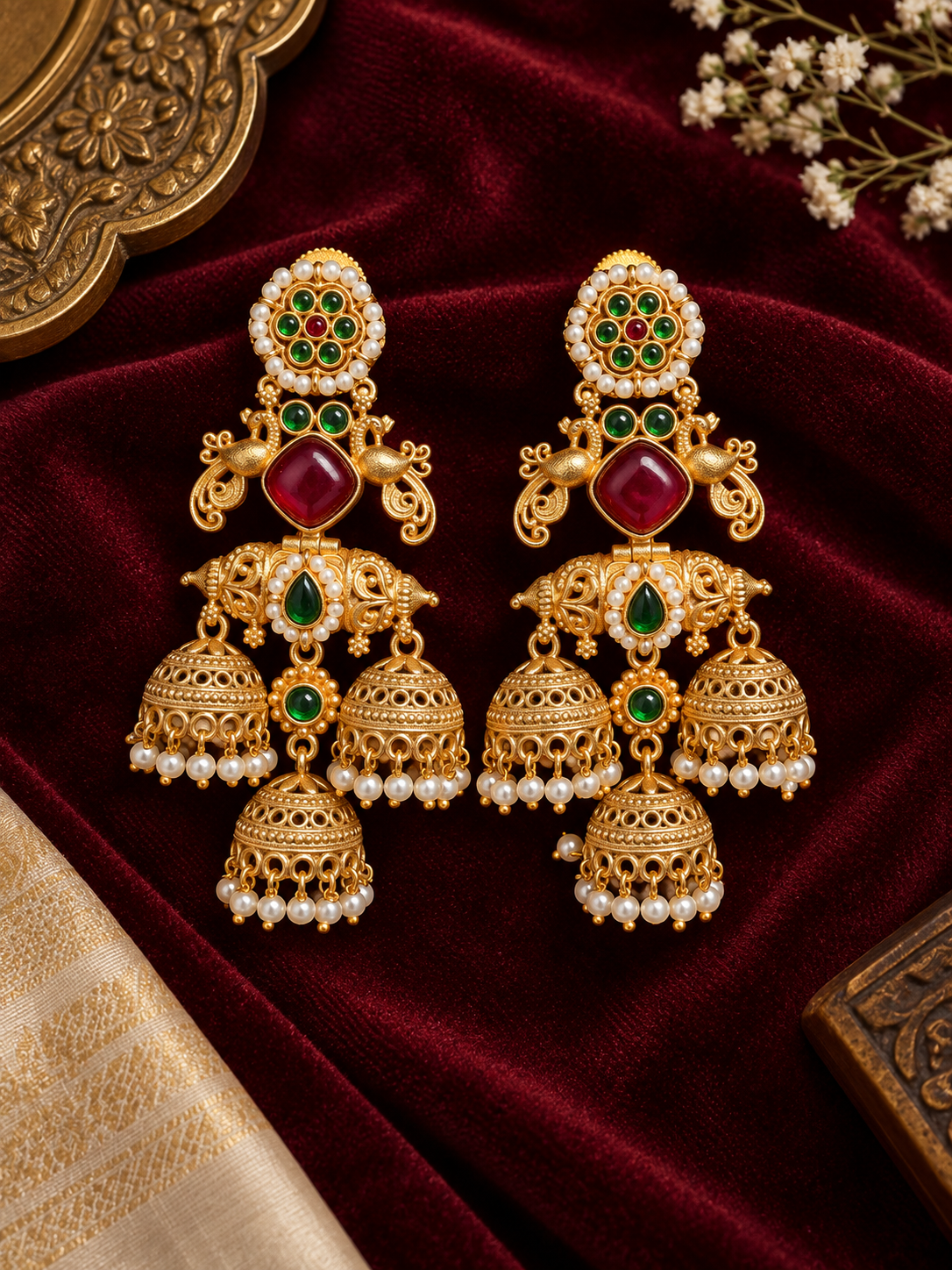 Ikshita Gold Jhumki Earrings