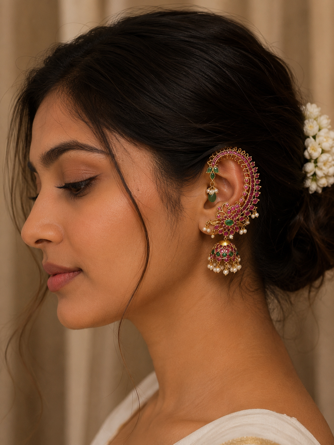 Premium Pink Kemp stone Ear Cuff 01