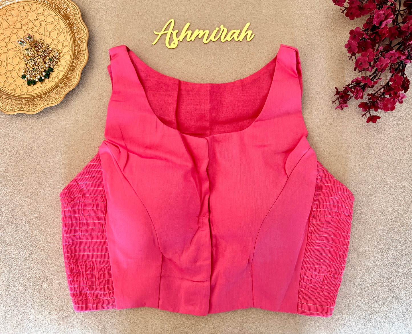 Round Neck Princess Cut Stretch-Fit Blouse