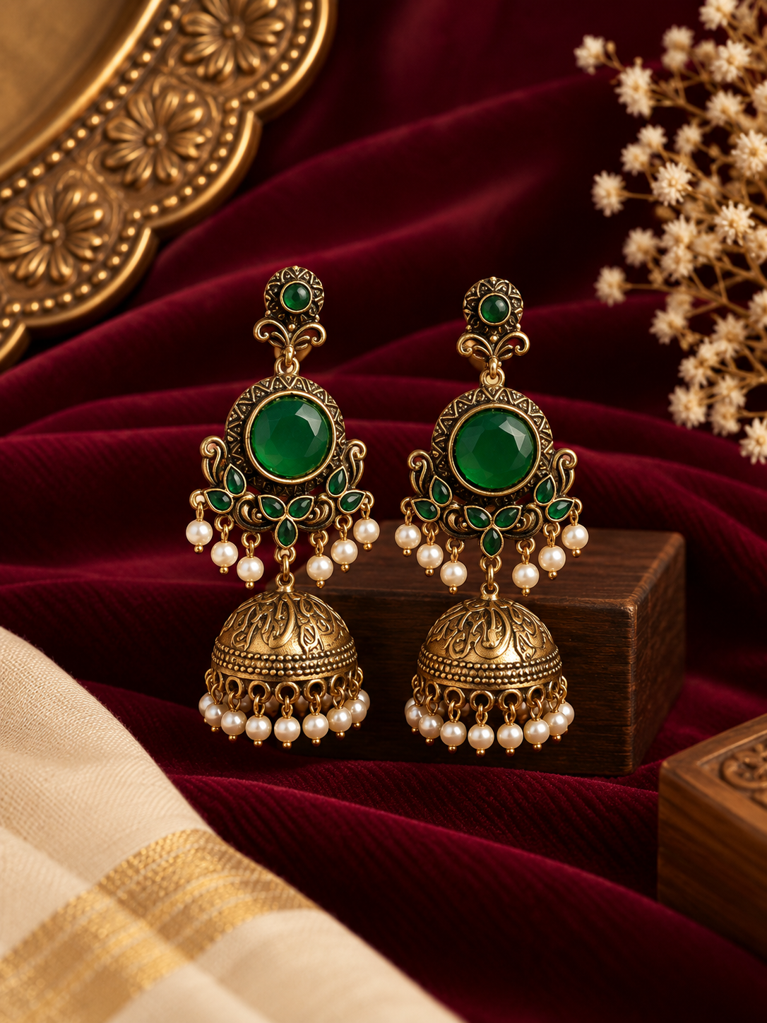 Nandini Emerald Jhumka
