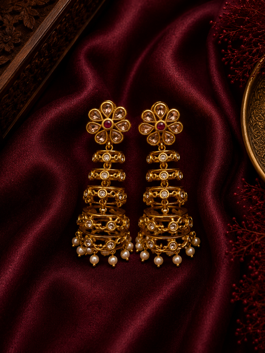 Layer Jhumka with pearl