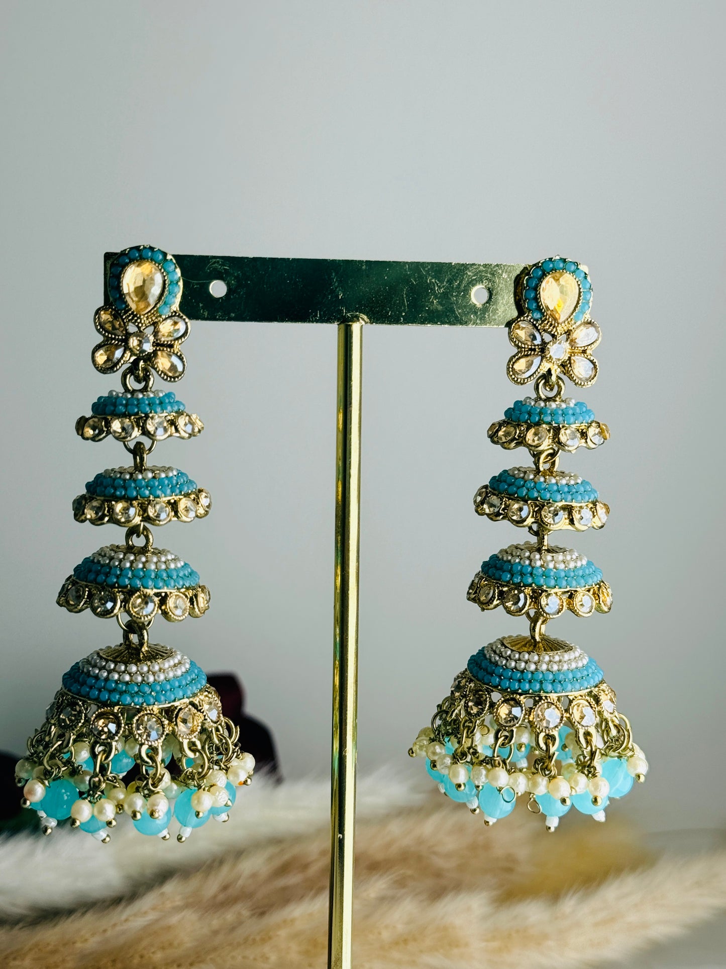 Pearl & Turquoise Rani Jhumka
