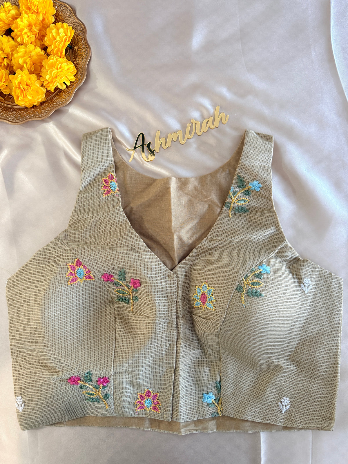 Floral Embroidered V-Neck Blouse