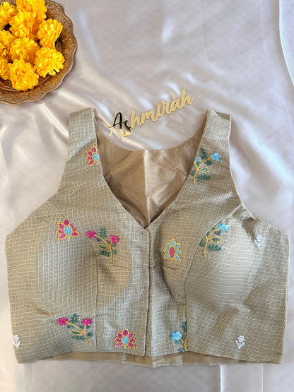 Floral Embroidered V-Neck Blouse