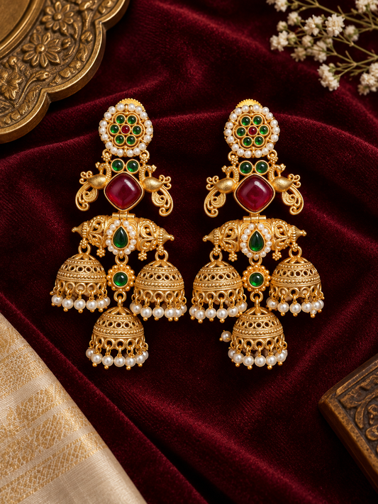 Ikshita Gold Jhumki Earrings