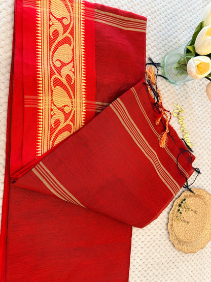 Red Cotton Saree