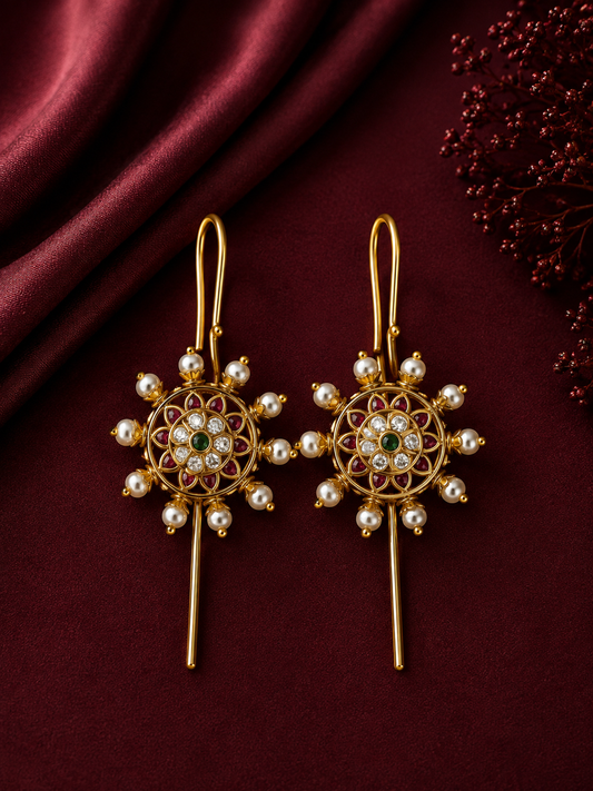 Kemp stone and pearl needle earcuff