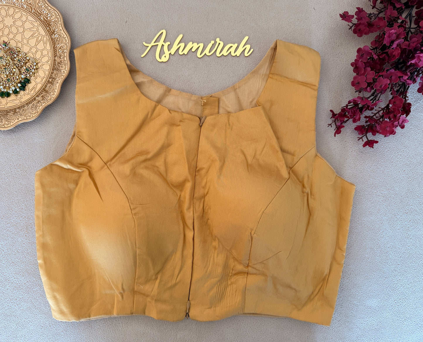 Round High Neck Front Zip Blouse