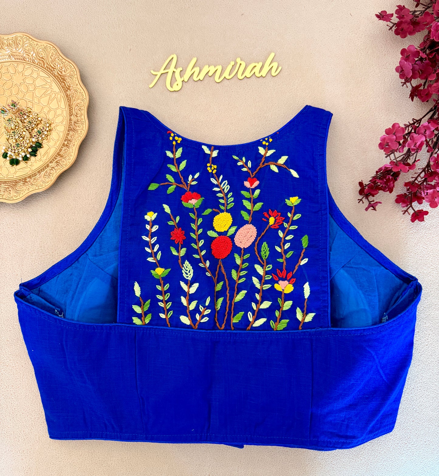 Hand-Embroidered Halter Neck Blouse