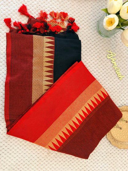 Black & Red Cotton Saree