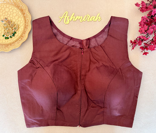 Round High Neck Front Zip Blouse