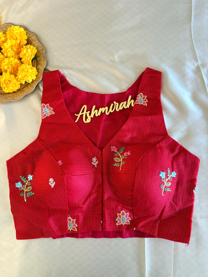 Floral Embroidered V-Neck Blouse