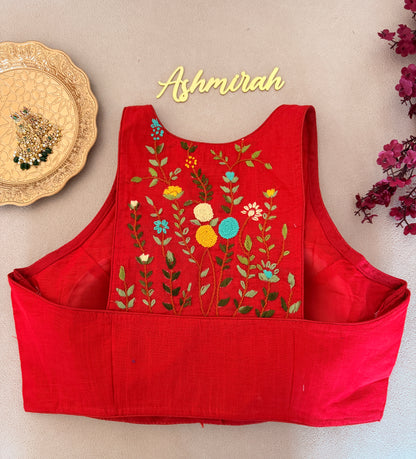 Hand-Embroidered Halter Neck Blouse