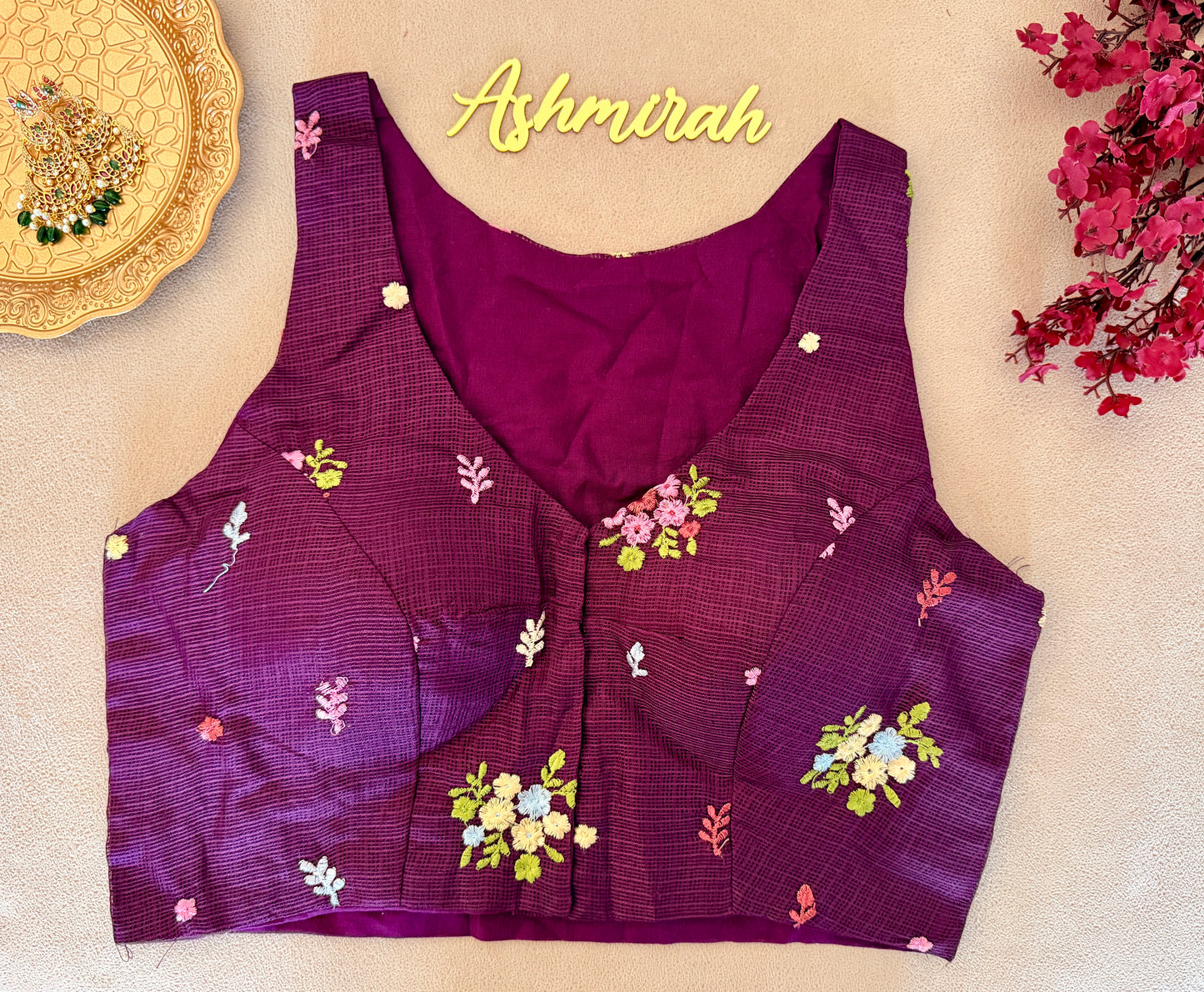 Floral Embroidered V-Neck Blouse