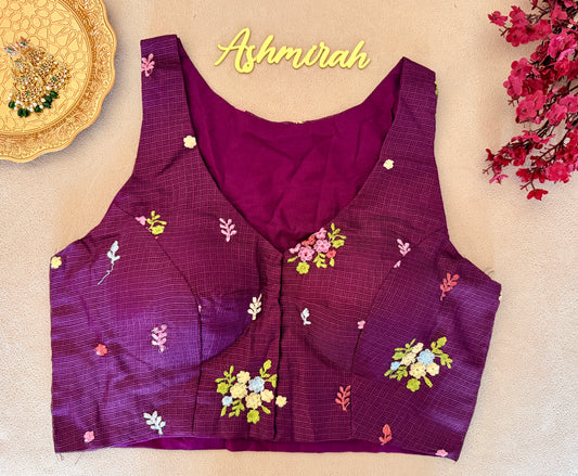 Floral Embroidered V-Neck Blouse