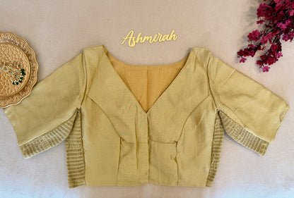 V-Neck Stretch-Fit Blouse with Elbow Sleeves