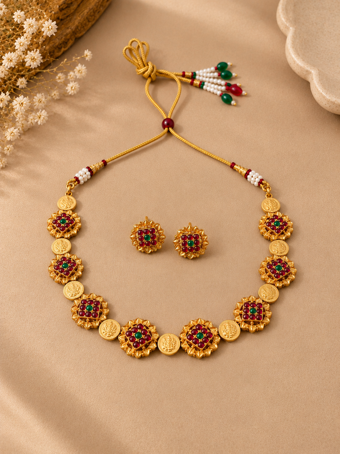 Maragatha Coin Necklace