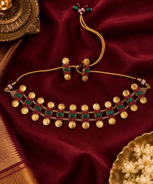 MULTISTONE COIN CHOKER