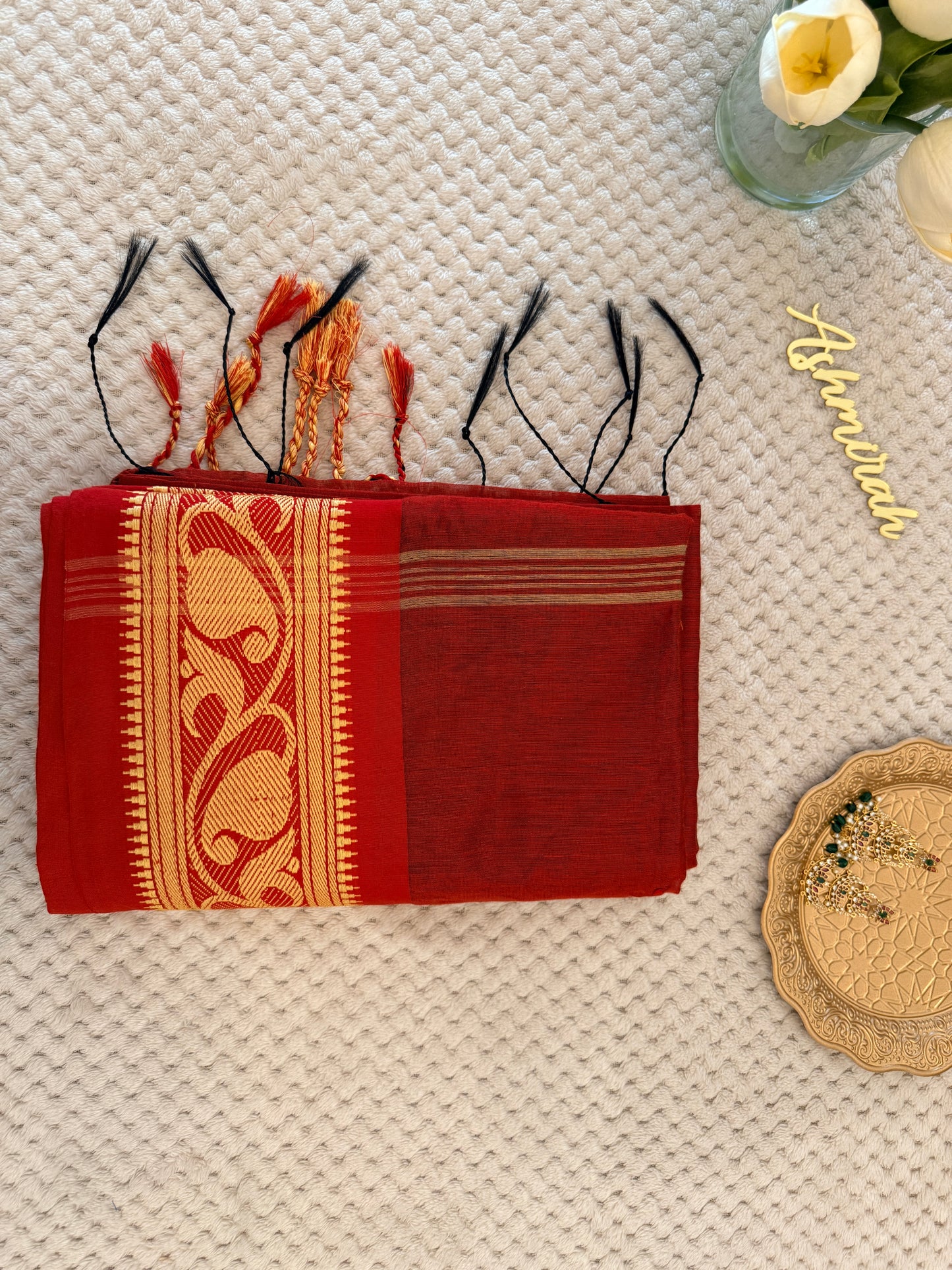 Red Cotton Saree