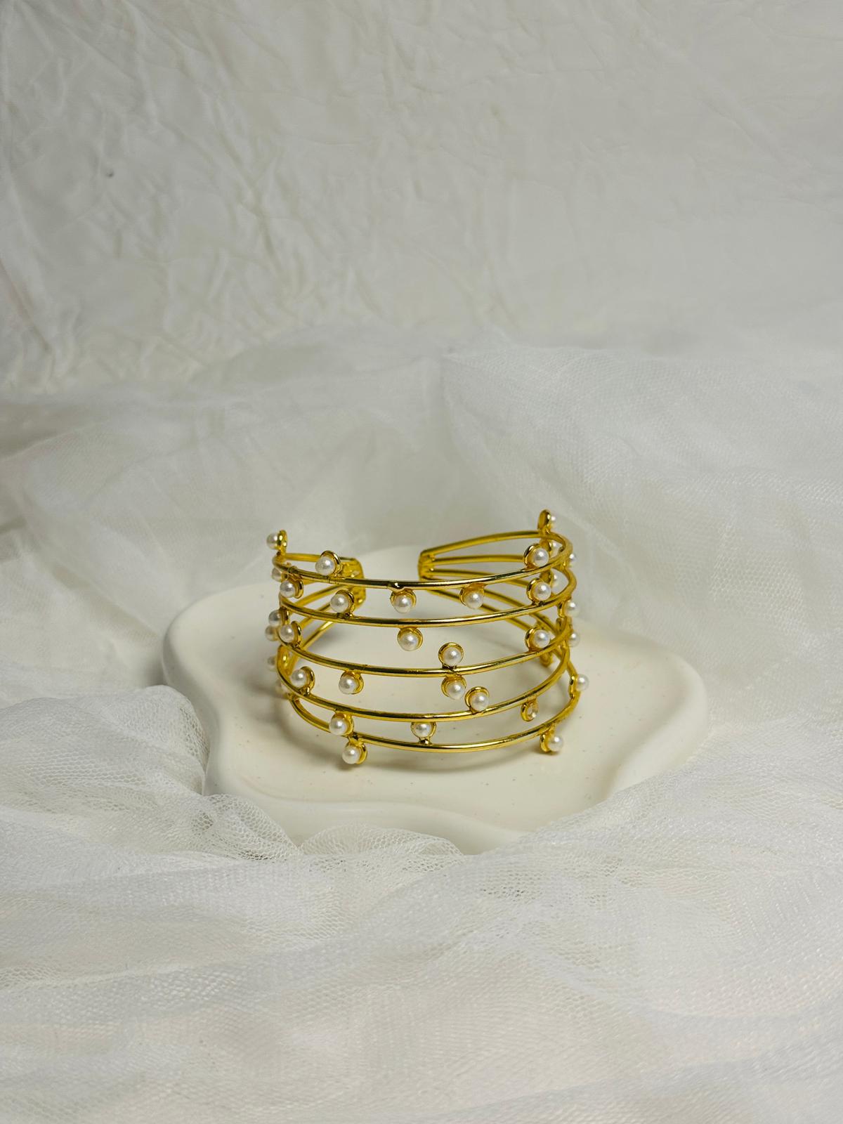 Celestial Pearl Spiral Cuff