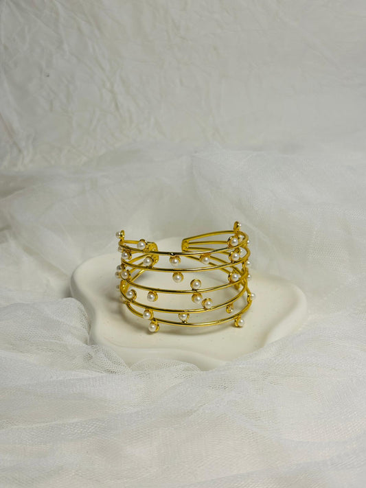 Celestial Pearl Spiral Cuff