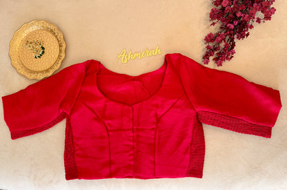 V-Neck Stretch-Fit Blouse with Elbow Sleeves