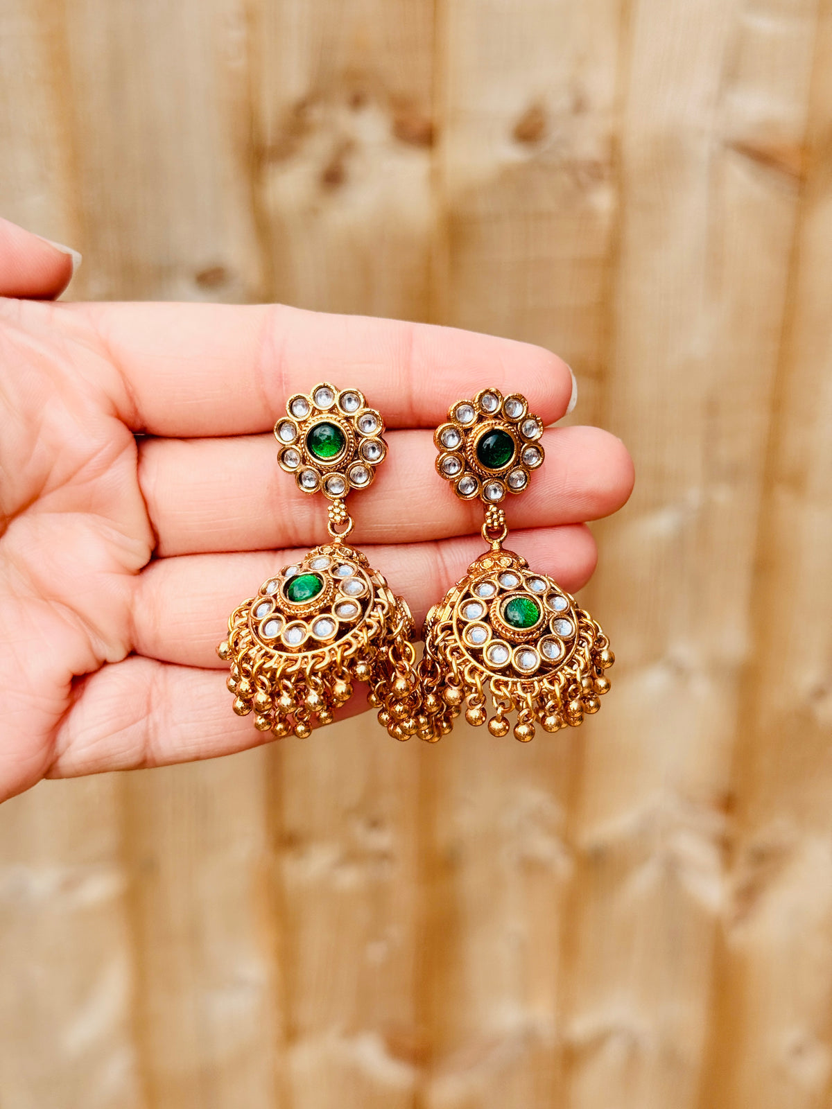 Green Stone Jhumka