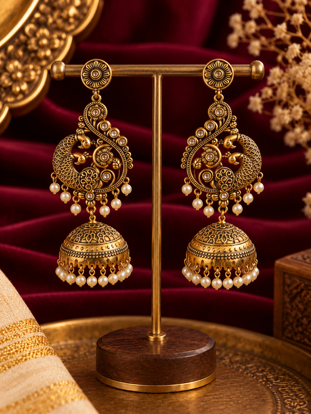Mayurika Antique Peacock Jhumka