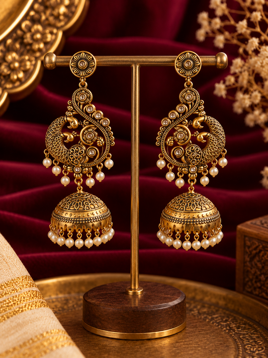 Mayurika Antique Peacock Jhumka