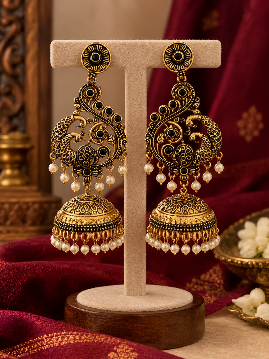 Mayurika Antique Peacock Jhumka