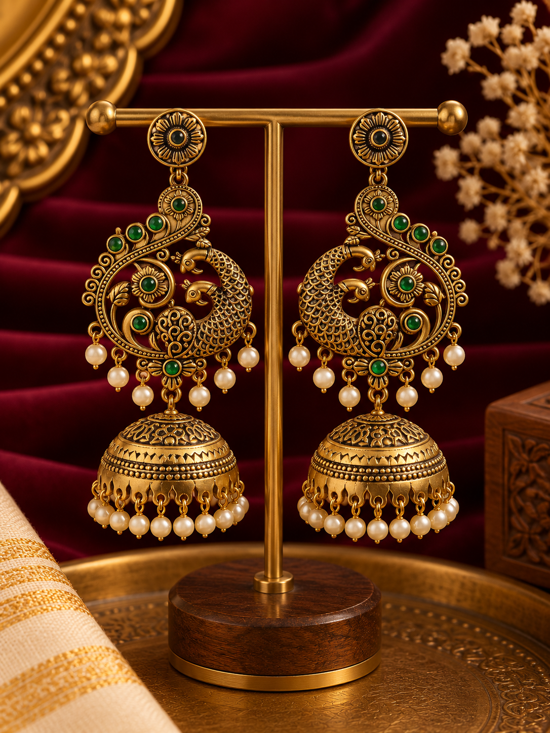 Mayurika Antique Peacock Jhumka