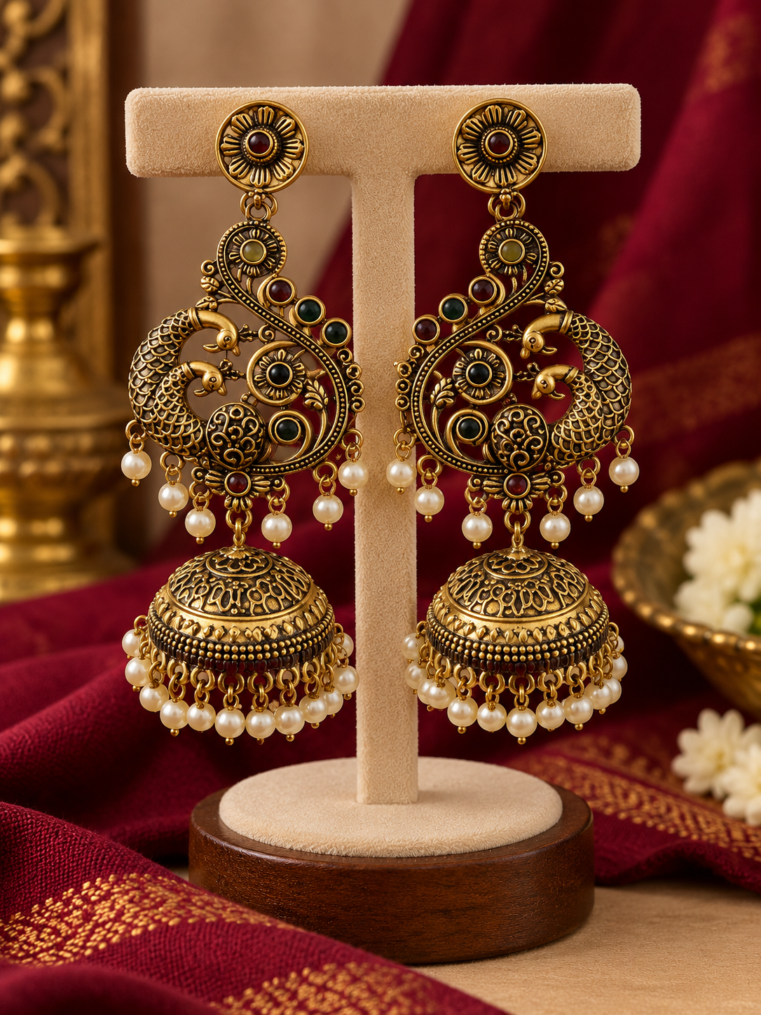Mayurika Antique Peacock Jhumka