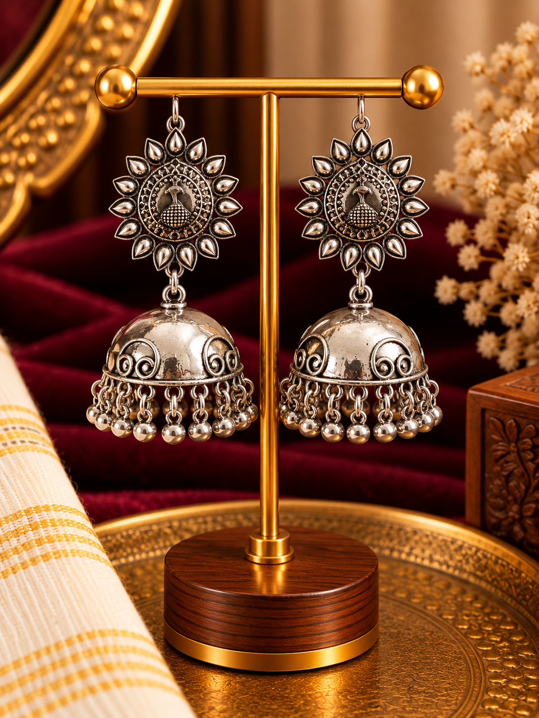 Mayura Silver Jhumka