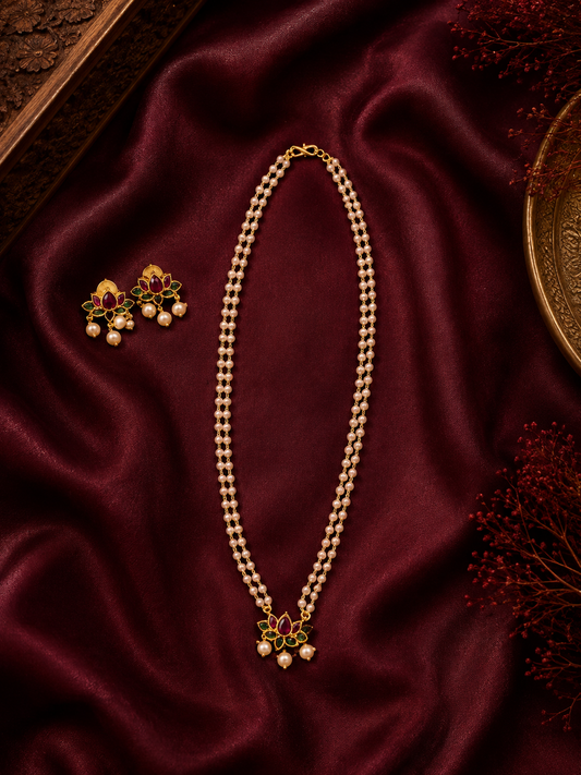 Double Layer pearl Lotus Necklace