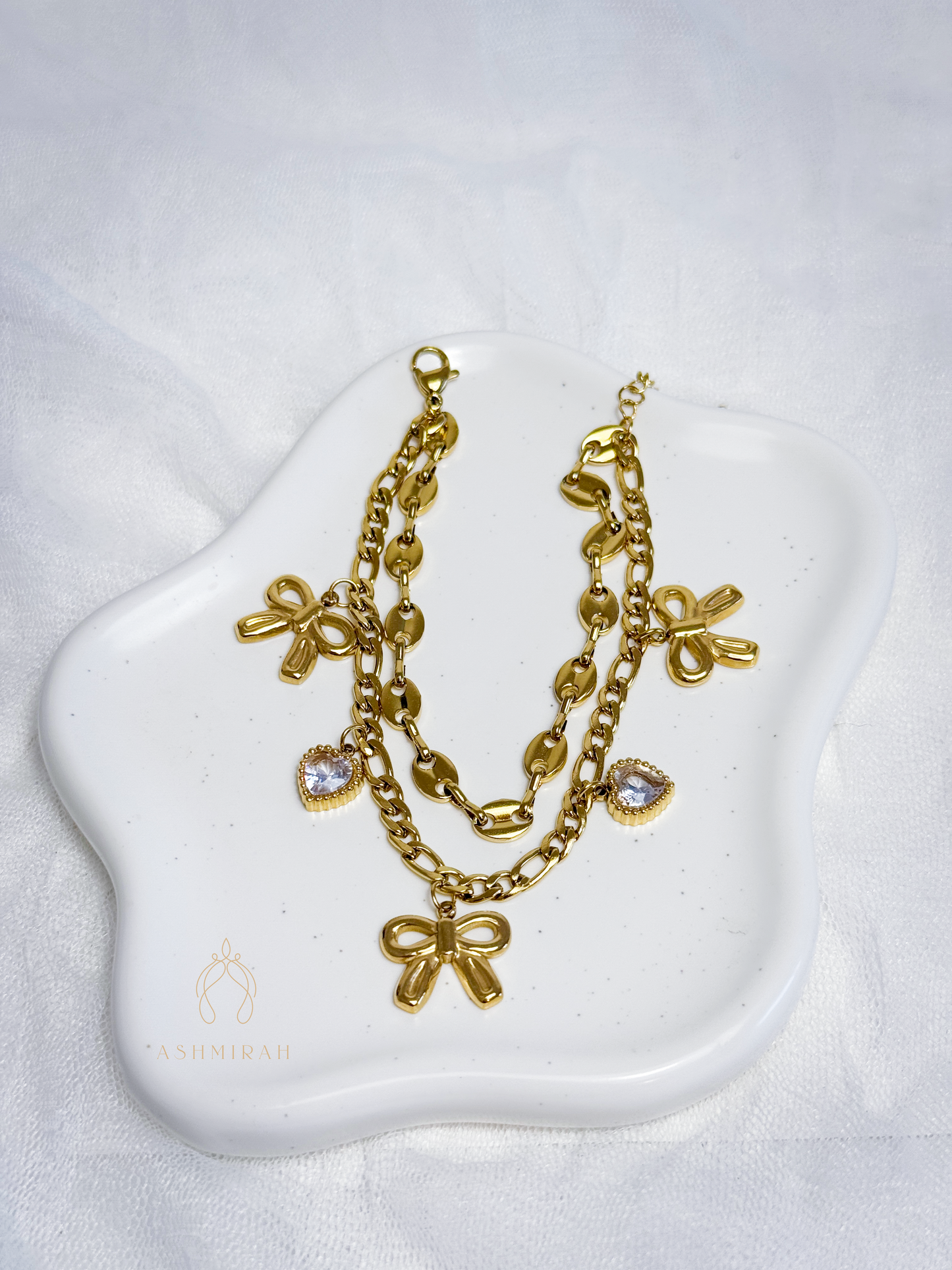 Golden Bow Charm Bracelet