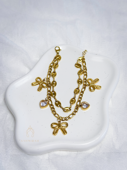 Golden Bow Charm Bracelet
