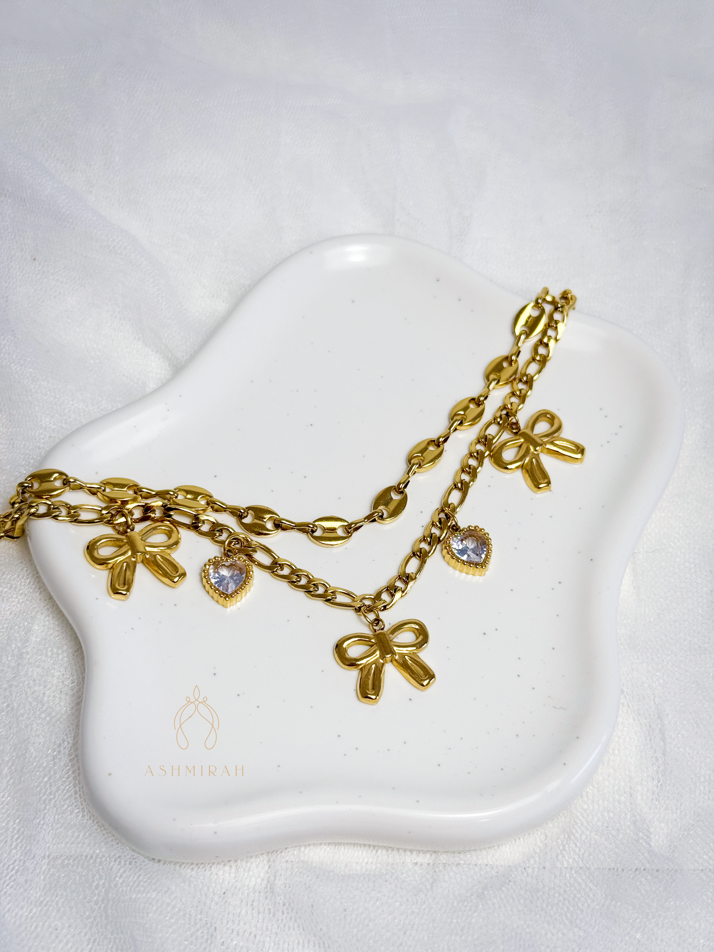 Golden Bow Charm Bracelet
