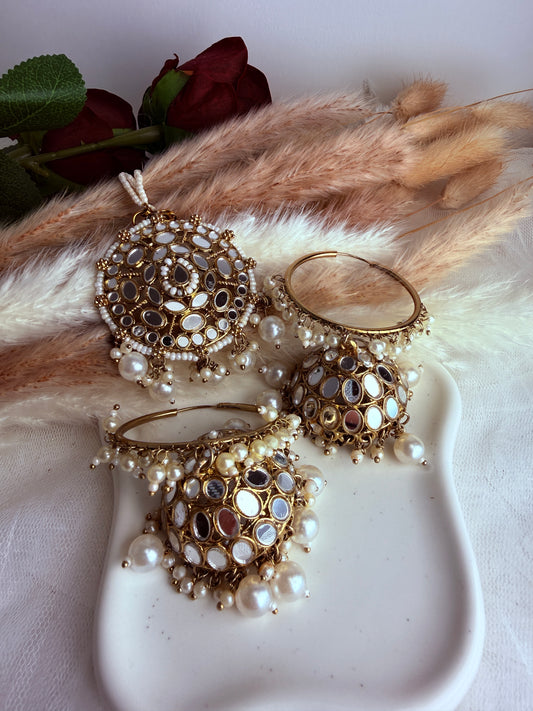 Pearl Halo Jhumkas
