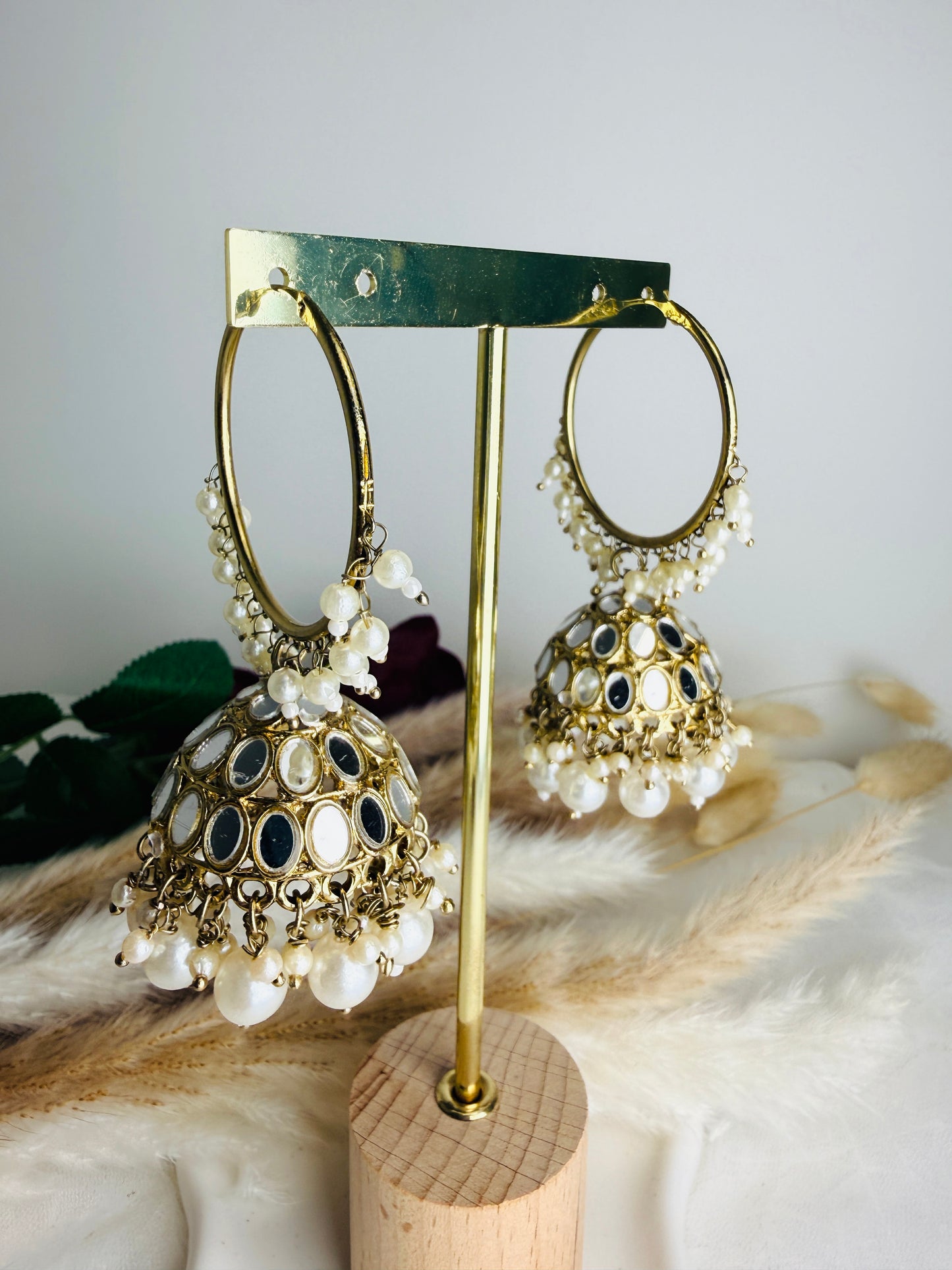 Pearl Halo Jhumkas