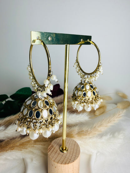 Pearl Halo Jhumkas
